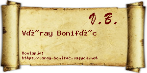 Váray Bonifác névjegykártya